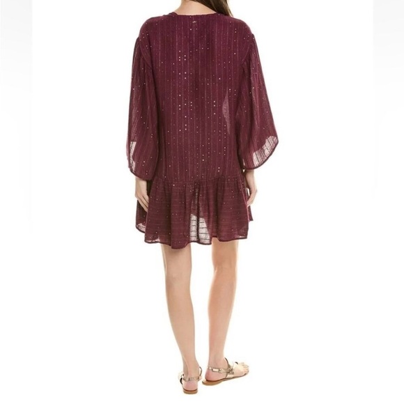 Anthropologie Swim PQ Swim Purple Metallic Coverup with Billowy Sleeves Vacation - Picture 8 of 8